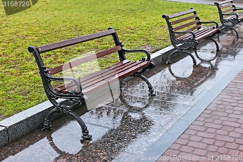 Image of Wet benches after the rain