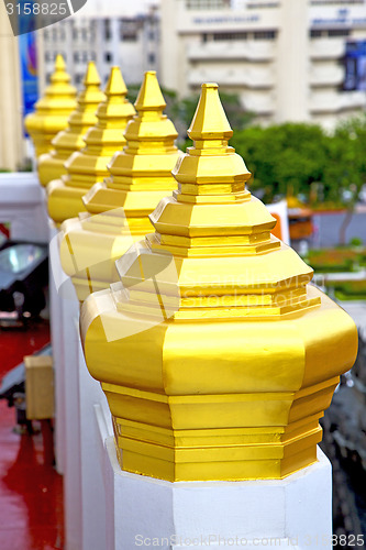 Image of roof  gold    temple   in   bangkok  blur