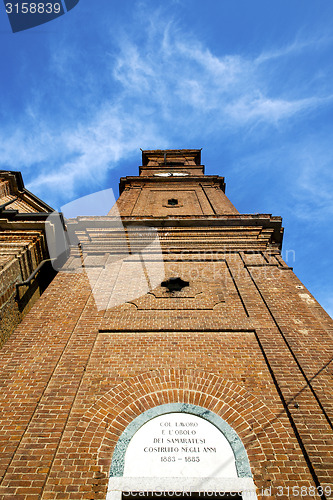 Image of samarate old abstract    wall  and church tower bell sunny day 