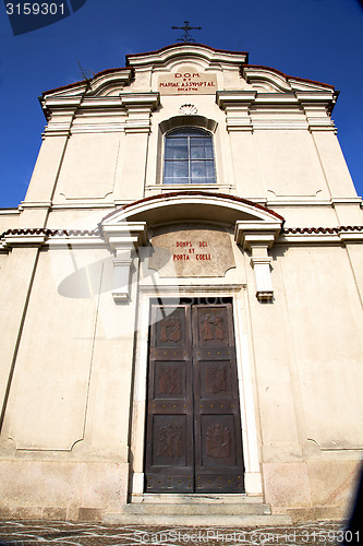 Image of  lombardy    in  the carbonate   old   church  closed brick towe