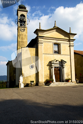 Image of in  the comabbio    old   church  closed brick  sidewalk italy  