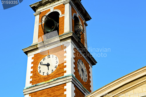 Image of olgiate olona old  and church tower bell sunny day 