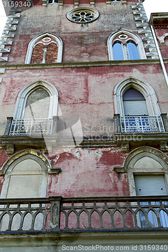 Image of red terrace europe  italy       in  the milano   brick    water 