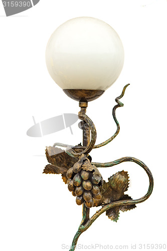 Image of Beautiful lamp with metal wrought iron stand.