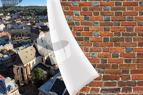 Image of brick cuff on the beautiful panorama of Lvov city