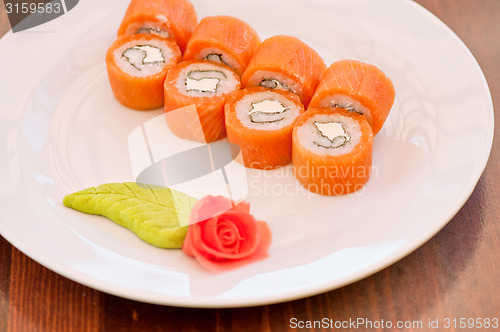 Image of Salmon roll sushi