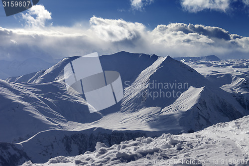 Image of Snow mountains in nice evening