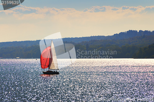 Image of Sailboat on lake Starnberg
