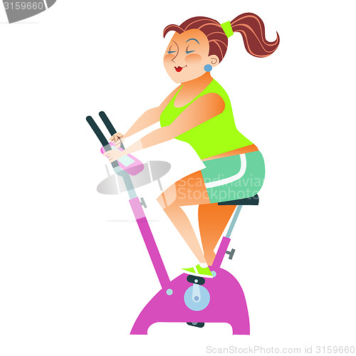 Image of sportsman girl exercise bike
