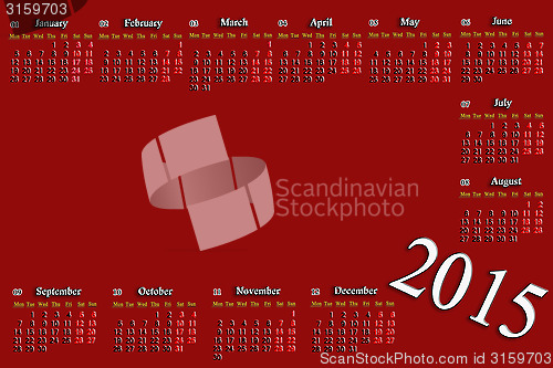 Image of claret calendar for 2015 year with place for image