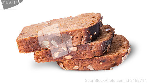 Image of Unleavened three pieces bread with seeds on each other