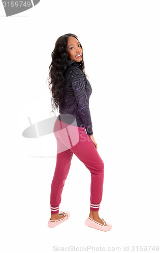 Image of Black girl in pink tights.