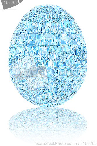 Image of Light blue crystal easter egg on glossy white