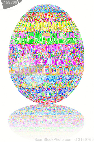 Image of Easter egg composed of colorful gemstones on glossy white