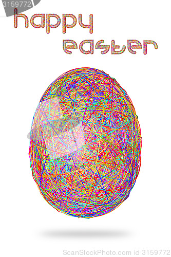 Image of Easter egg of colorful stripes on white background
