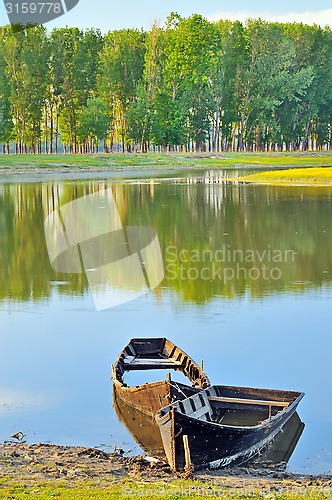 Image of Traditional boat  in the danube river