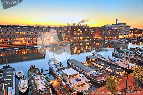 Image of Canal in Amsterdam at night