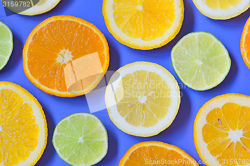 Image of Slices of various citrus fruits