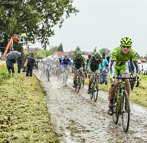 Image of The Cyclist Maciej Bodnar on a Cobbled Road - Tour de France 201