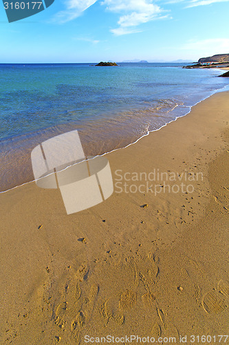 Image of white coast lanzarote  in spain  footstep