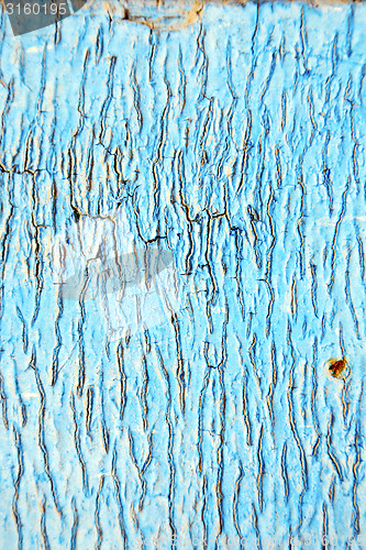 Image of dirty stripped paint in  blue wood door  nail