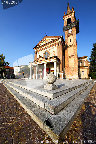 Image of parabiago in  the old   church  closed brick   sidewalk italy  l