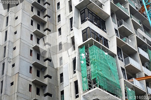 Image of Construction site of a modern skyscraper