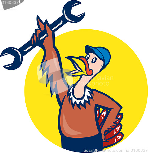 Image of Turkey Mechanic Spanner Circle Cartoon