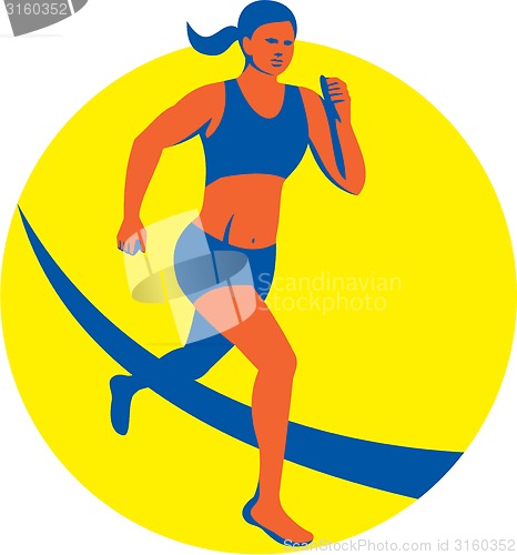 Image of Female Triathlete Marathon Runner Retro