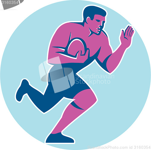 Image of Rugby Player Fend Off Circle Retro