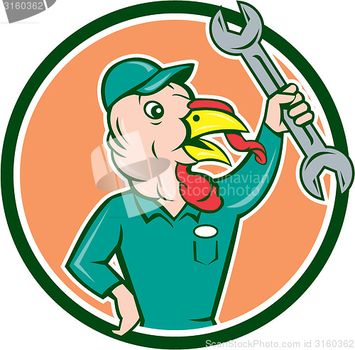 Image of Turkey Mechanic Spanner Circle Cartoon