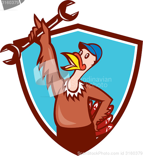 Image of Turkey Mechanic Spanner Shield Cartoon