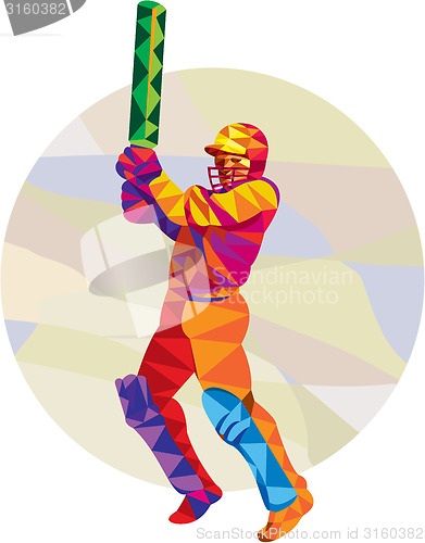 Image of Cricket Player Batsman Batting Low Polygon