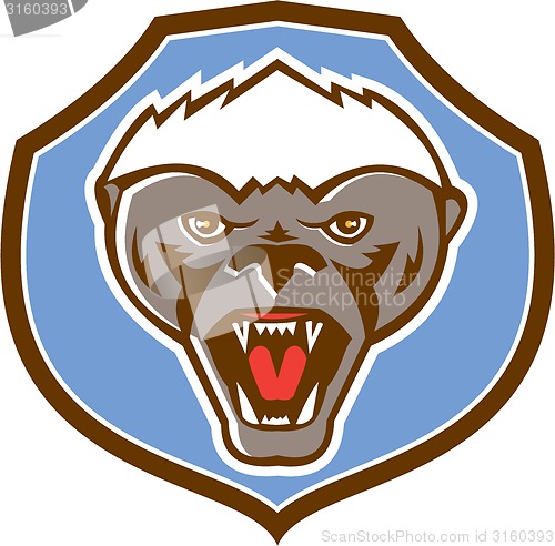 Image of Honey Badger Mascot Head Shield Retro