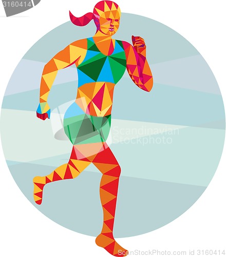 Image of Female Triathlete Marathon Runner Low Polygon