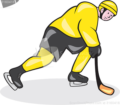 Image of Ice Hockey Player With Stick Cartoon