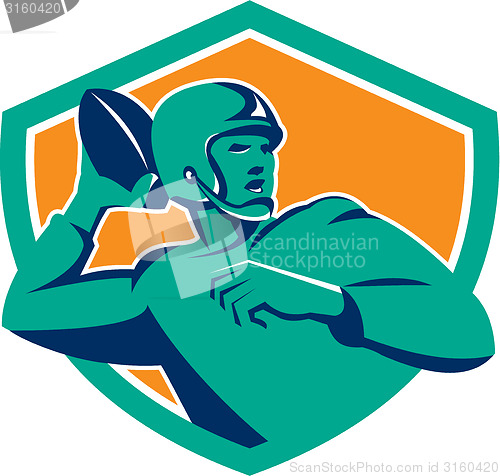 Image of American Football Quarterback QB Shield Retro