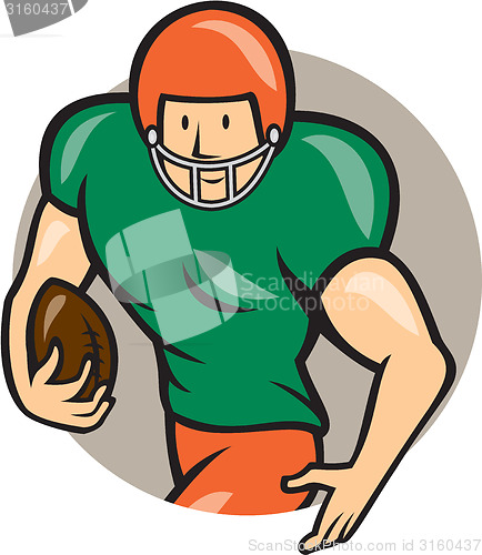 Image of American Football Running Back Circle Cartoon