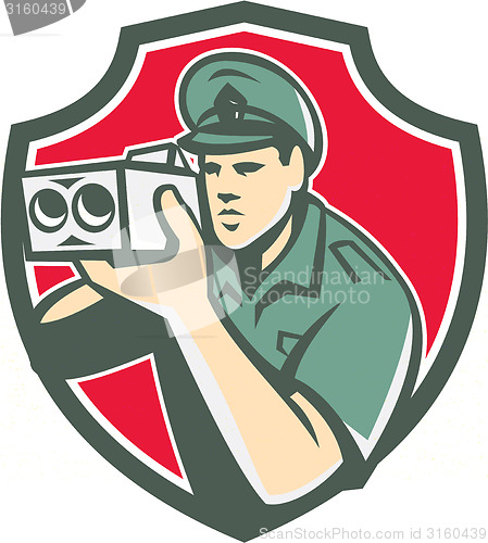 Image of Policeman Speed Camera Shield Retro