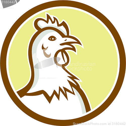 Image of Chicken Hen Head Side Circle Cartoon