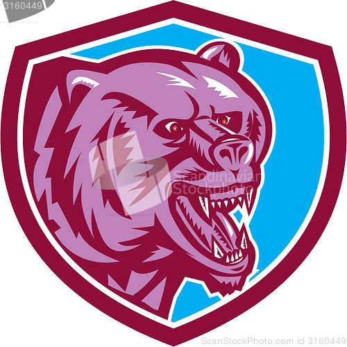 Image of Grizzly Bear Angry Head Shield Retro