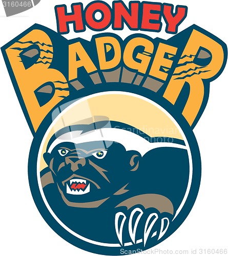 Image of Honey Badger Mascot Claw Circle Retro