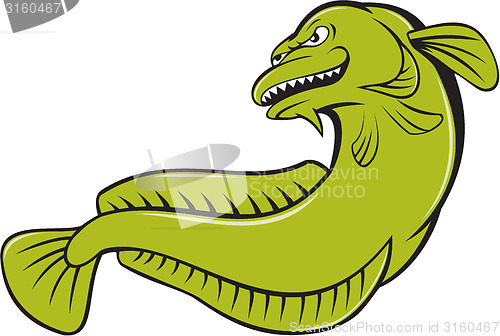 Image of Burbot Fish Angry Cartoon 