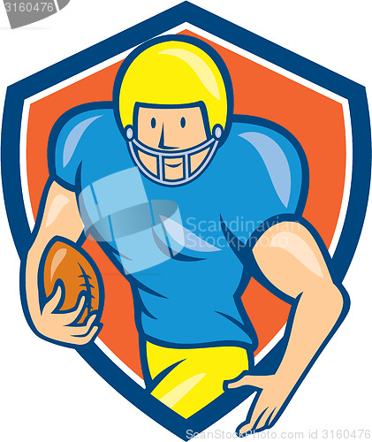 Image of American Football Running Back Shield Cartoon