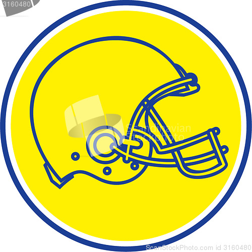 Image of American Football Helmet Line Drawing Circle Retro