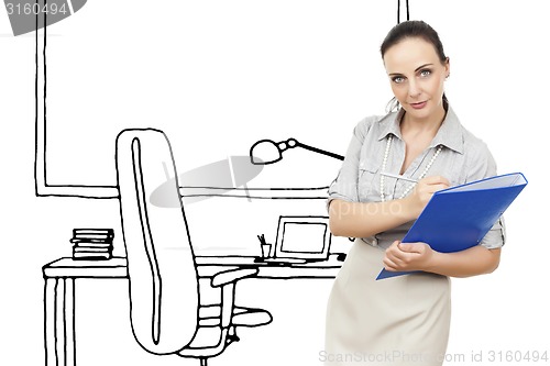 Image of business woman office sketch
