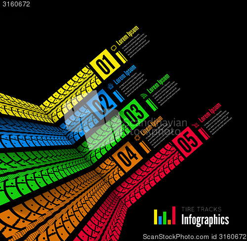 Image of Tire tracks infographics background