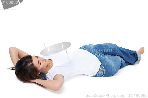 Image of Woman lying on her back