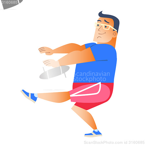 Image of Fat man plays sports