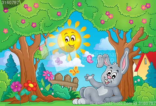 Image of Spring theme with cute bunny